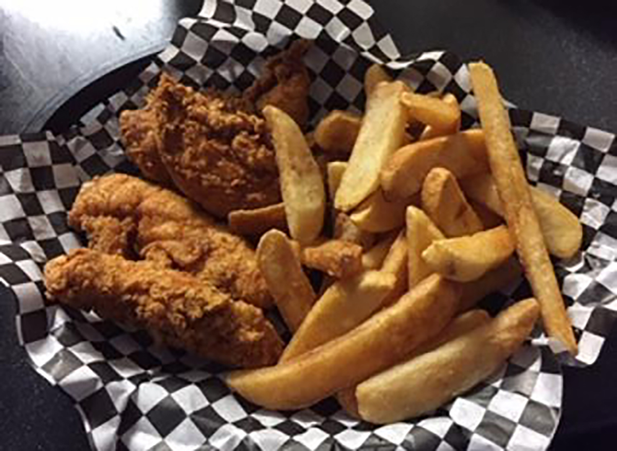 basket of chicken tenders and fries