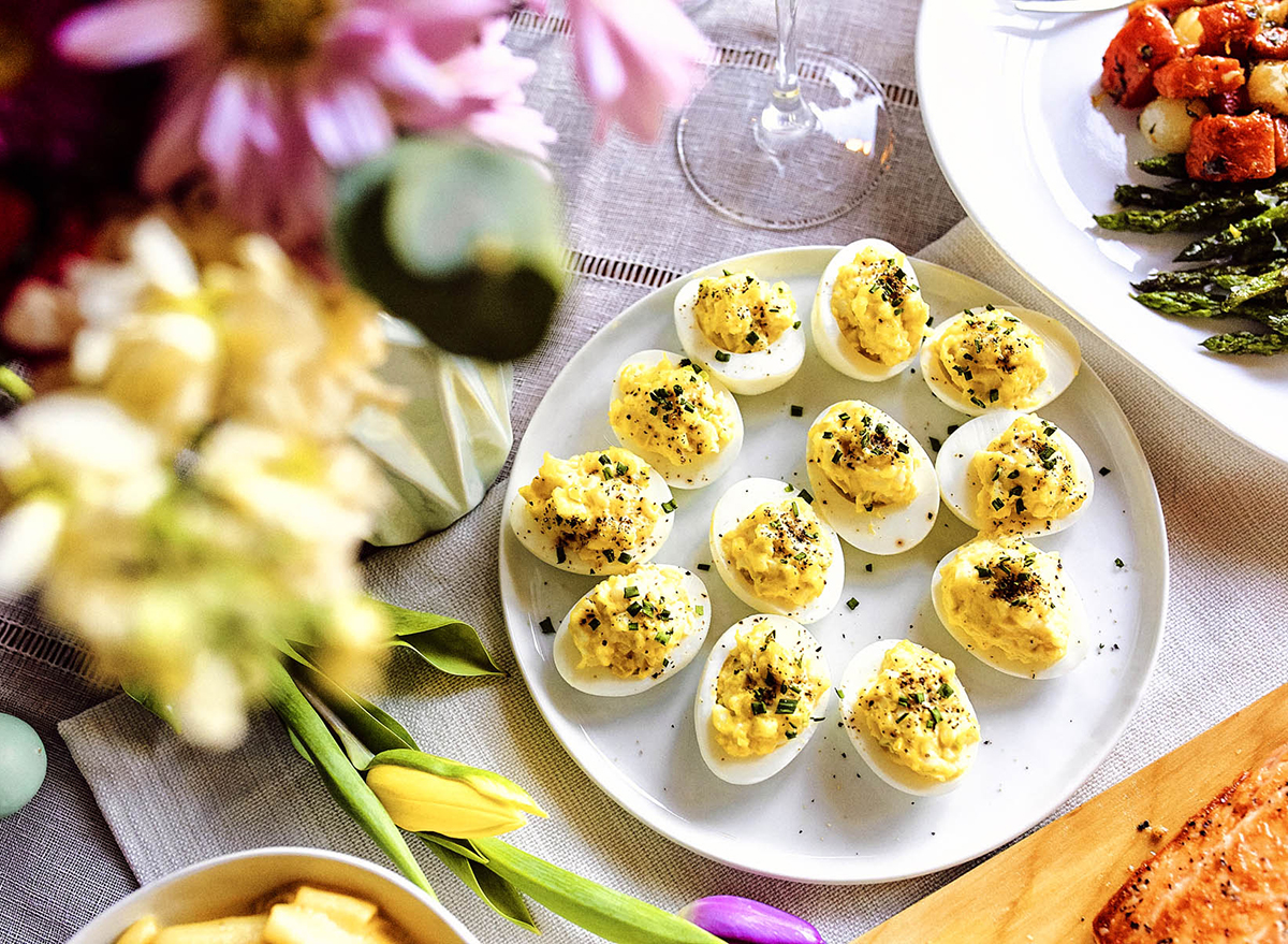 plate of deviled eggs