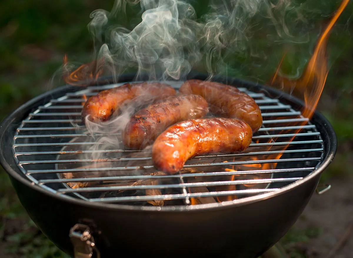 grilling sausages