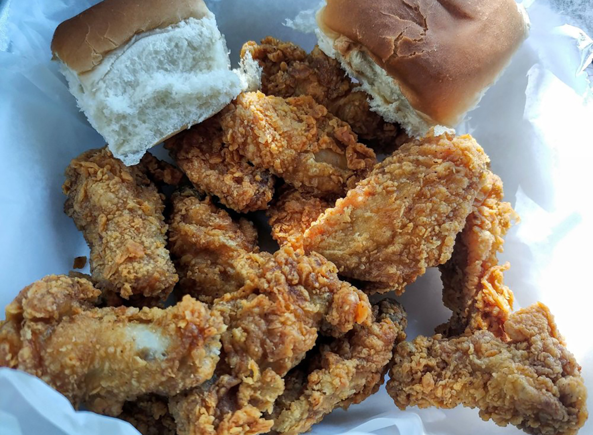 fried chicken with roll