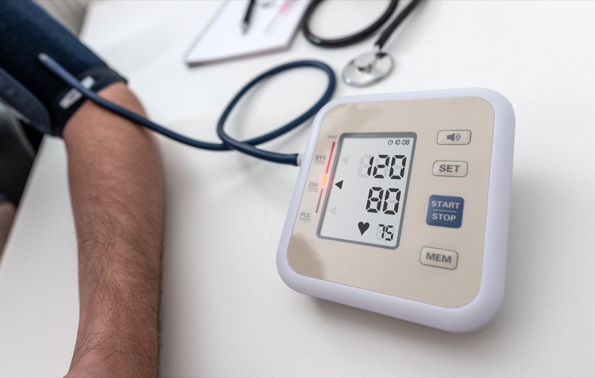 Normal blood pressure 120/80 on an LCD screen