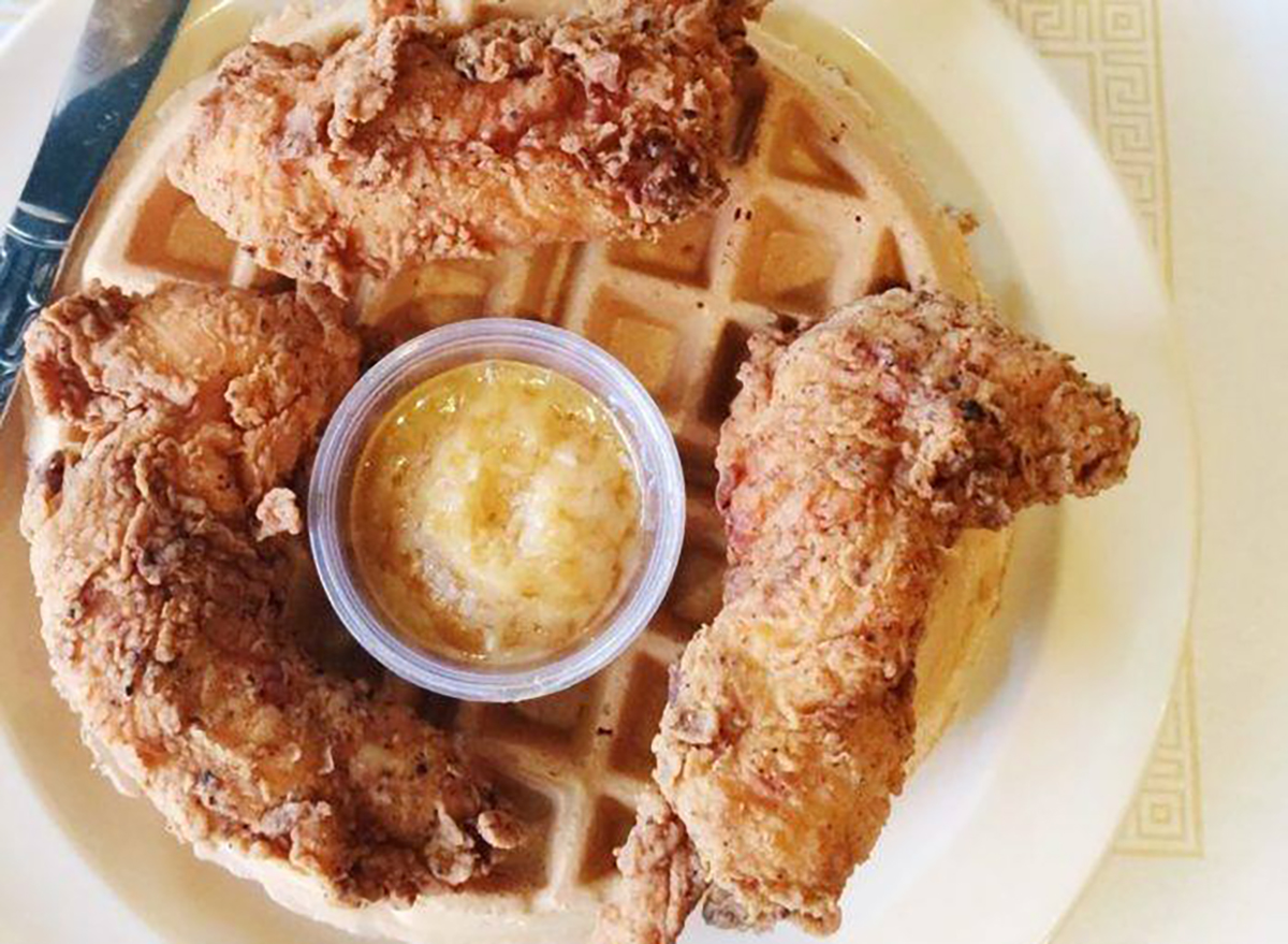 plate of chicken and waffles