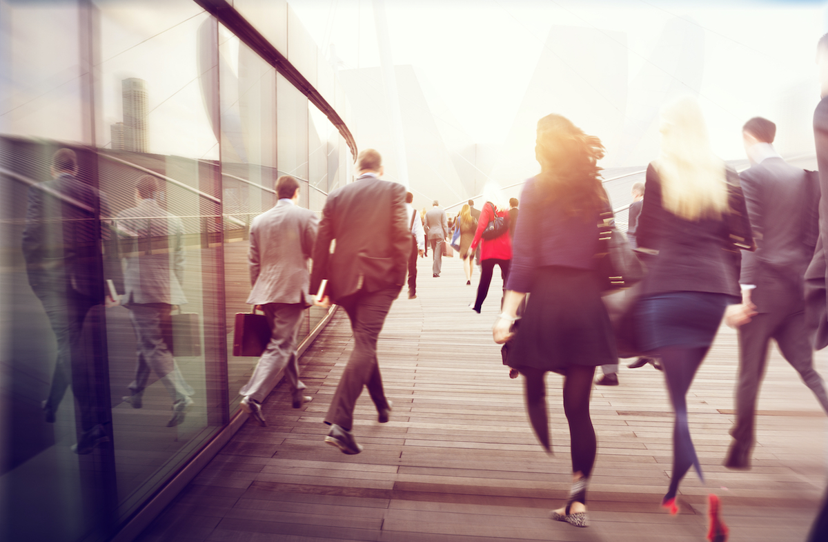 People Commuter Walking Rush Hour Cityscape Concept