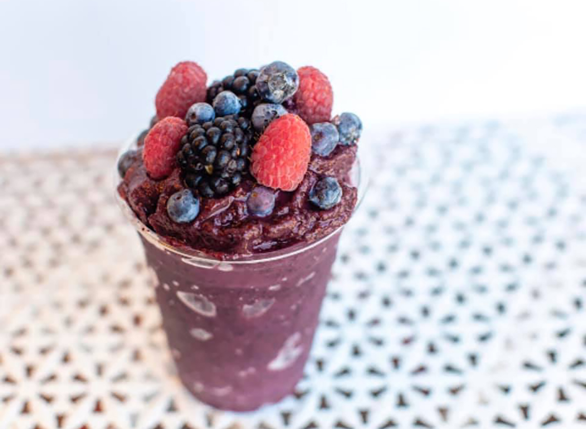 smoothie topped with fresh berries