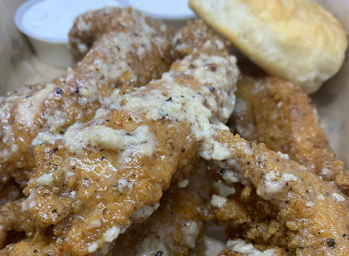 plate of chicken fingers