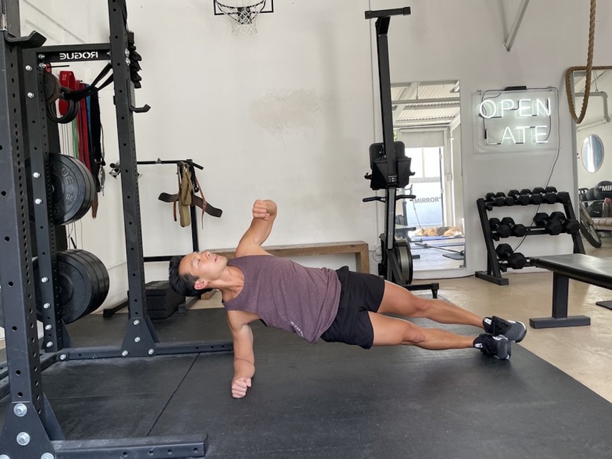 2 side plank with rotation