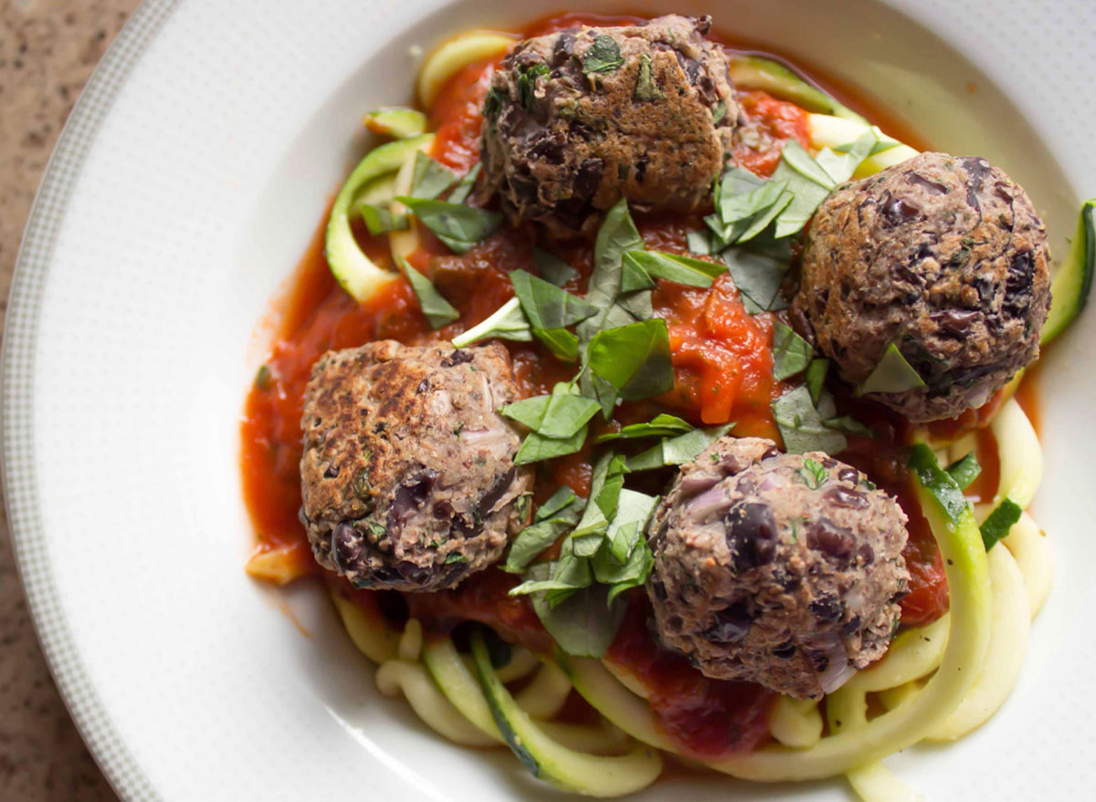 black bean meatless balls zucchini noodles