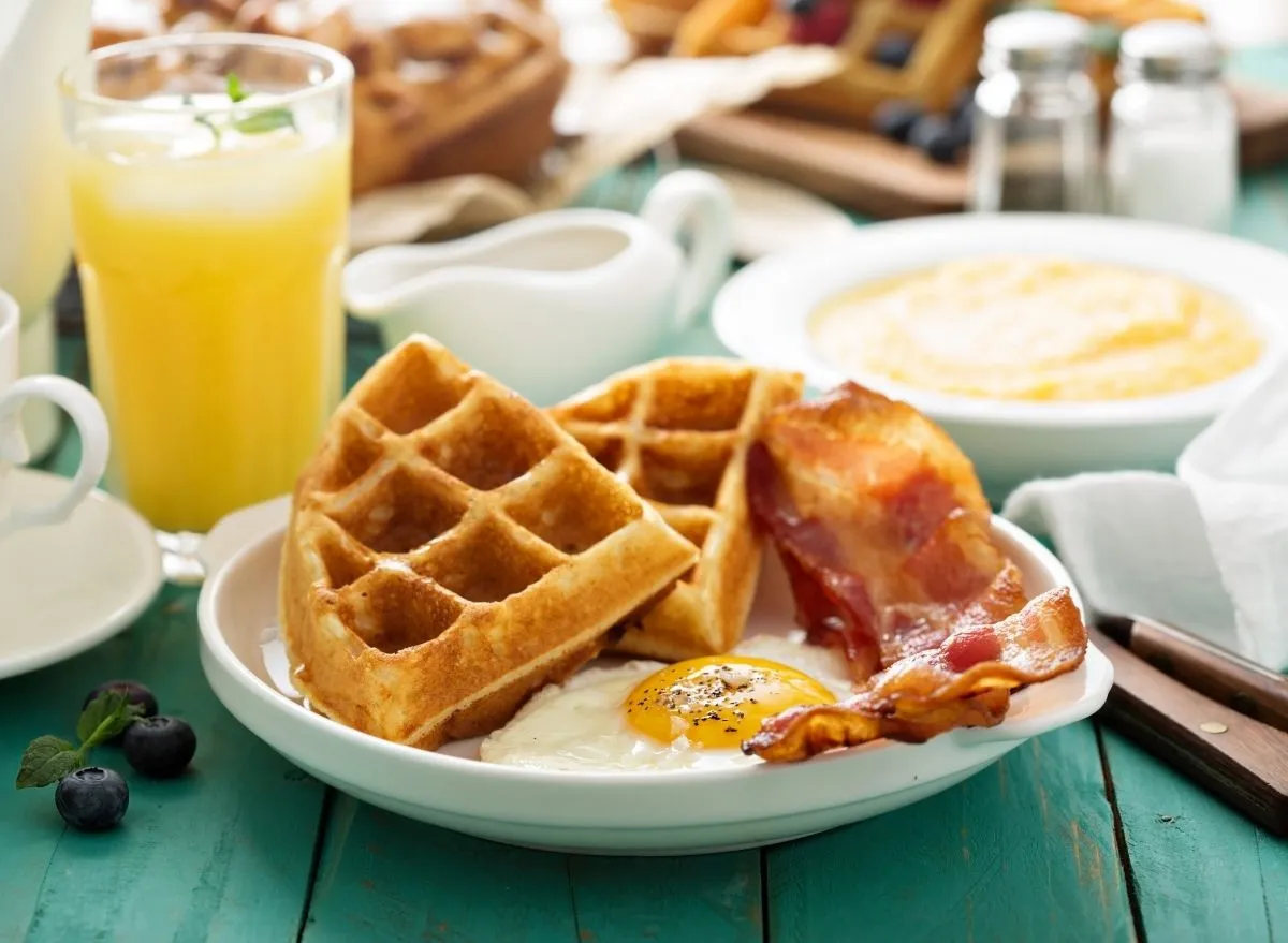 Breakfast waffles grits