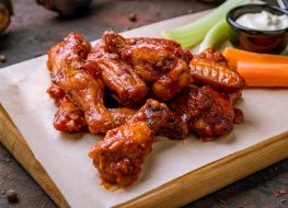 chicken wings with carrots and celery