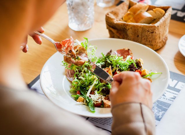 eating salad