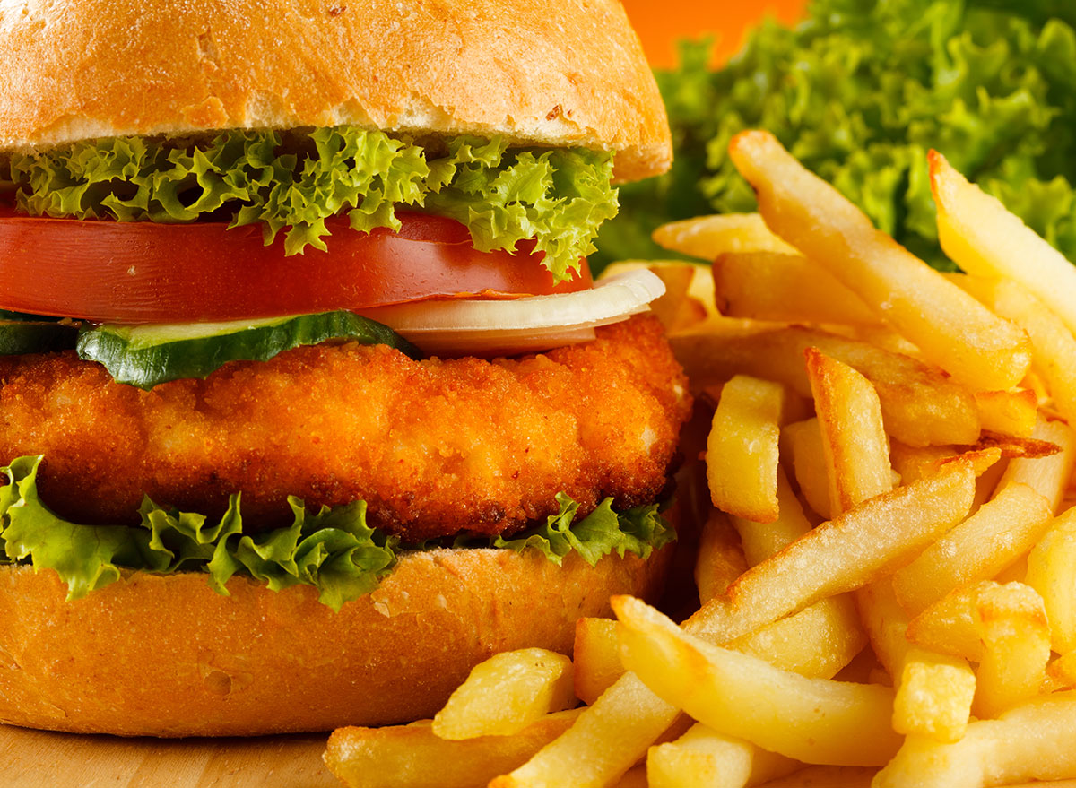 chicken sandwich and fries