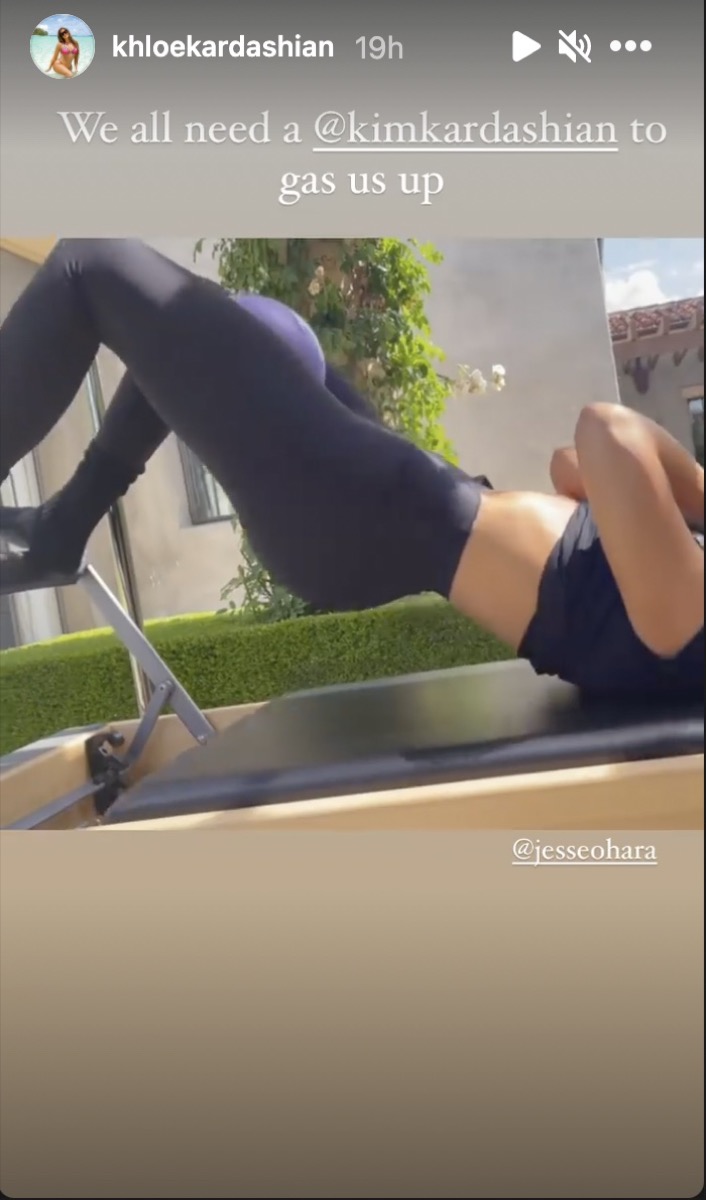 khloe kardashian using a pilates reformer
