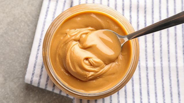 smooth peanut butter spoon