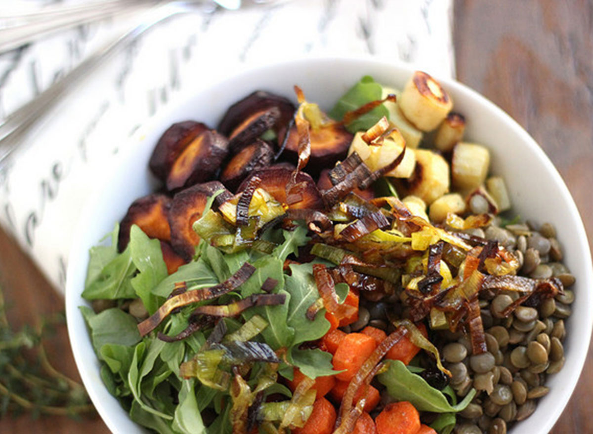 warm lentil salad