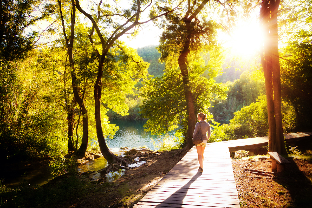 woman taking a walk in nature