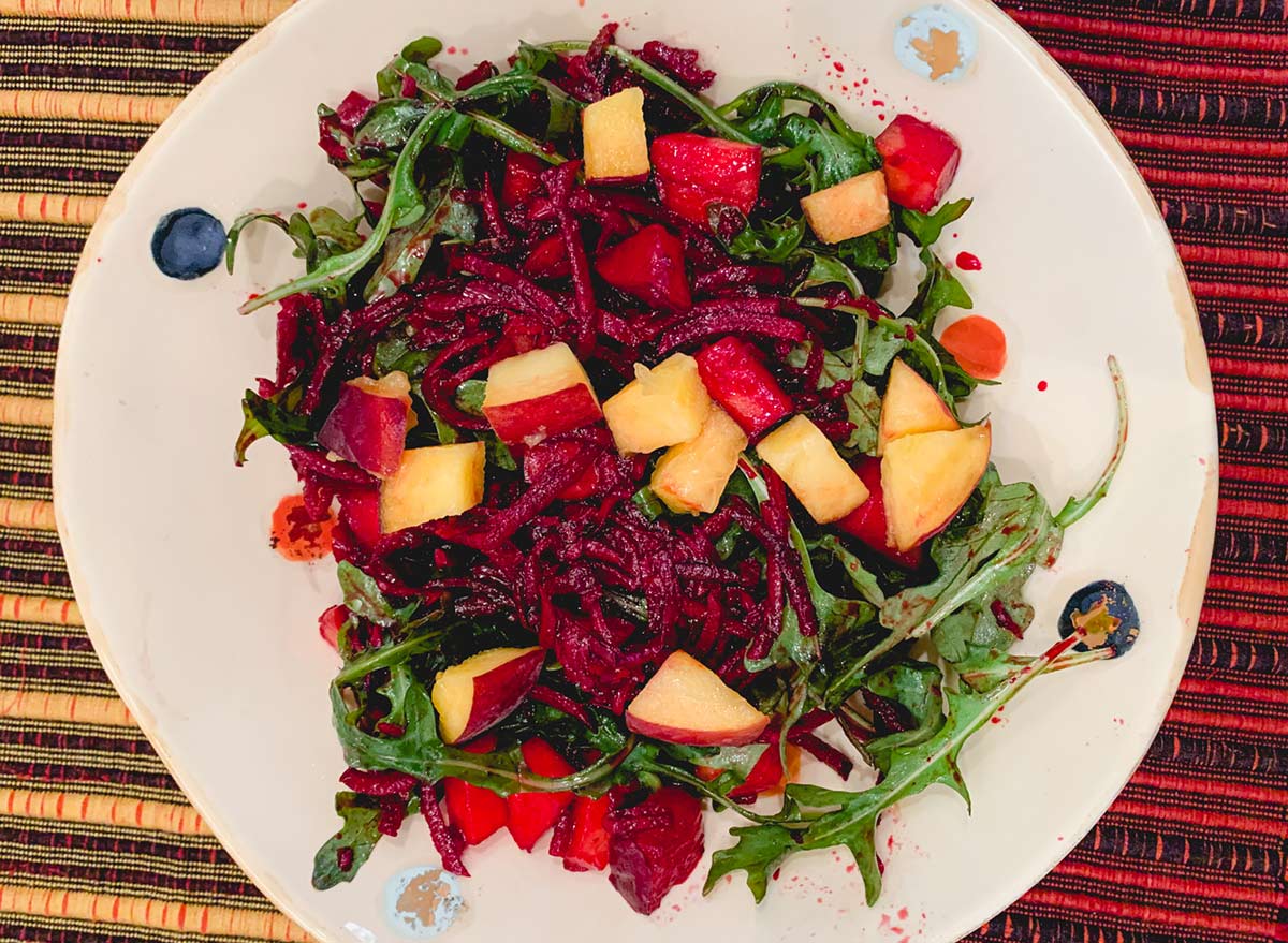 beet arugula peach salad