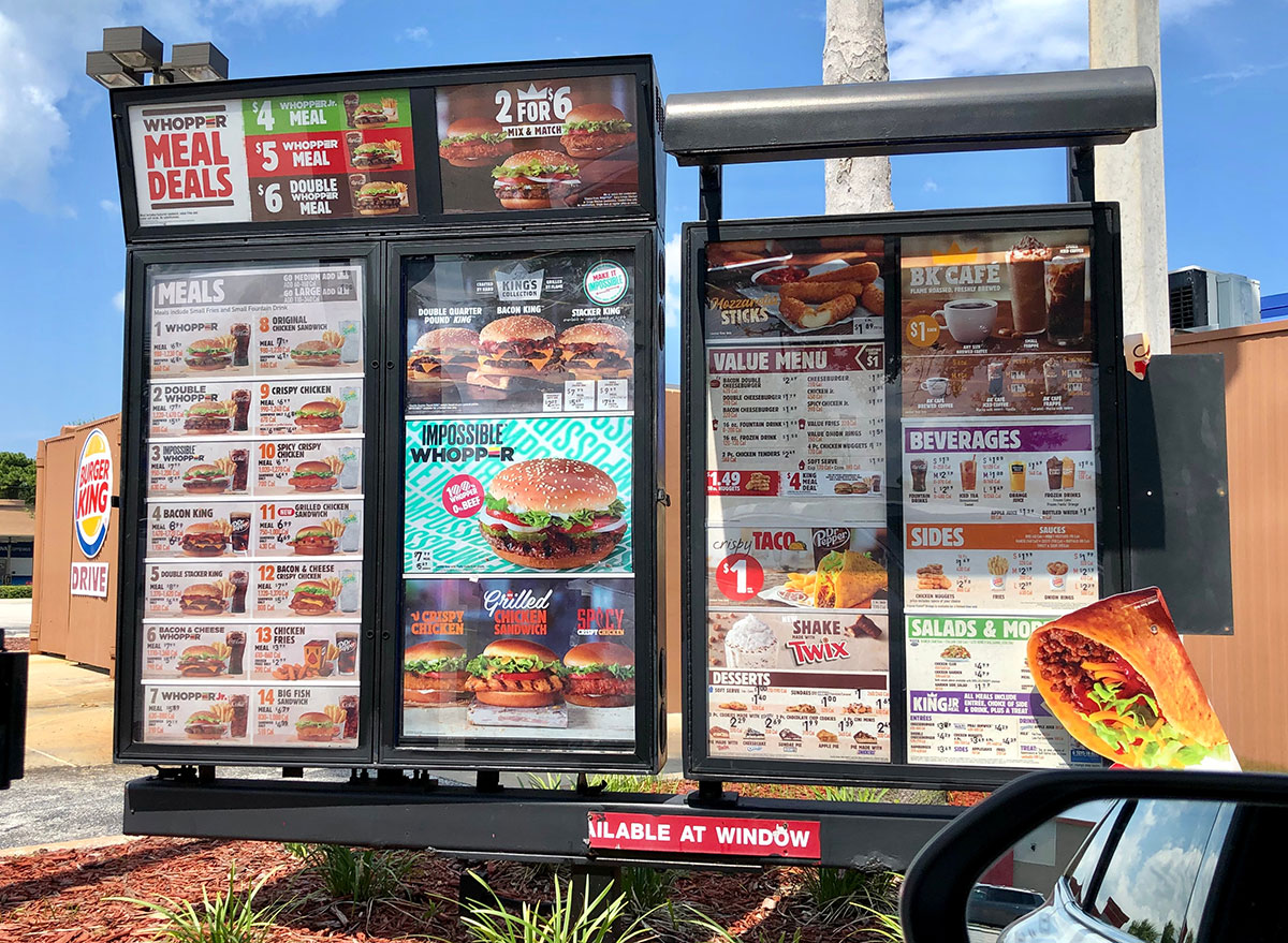 burger king menu