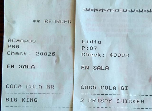 burger king receipt