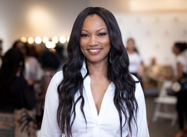 garcelle beauvais in white button-down shirt