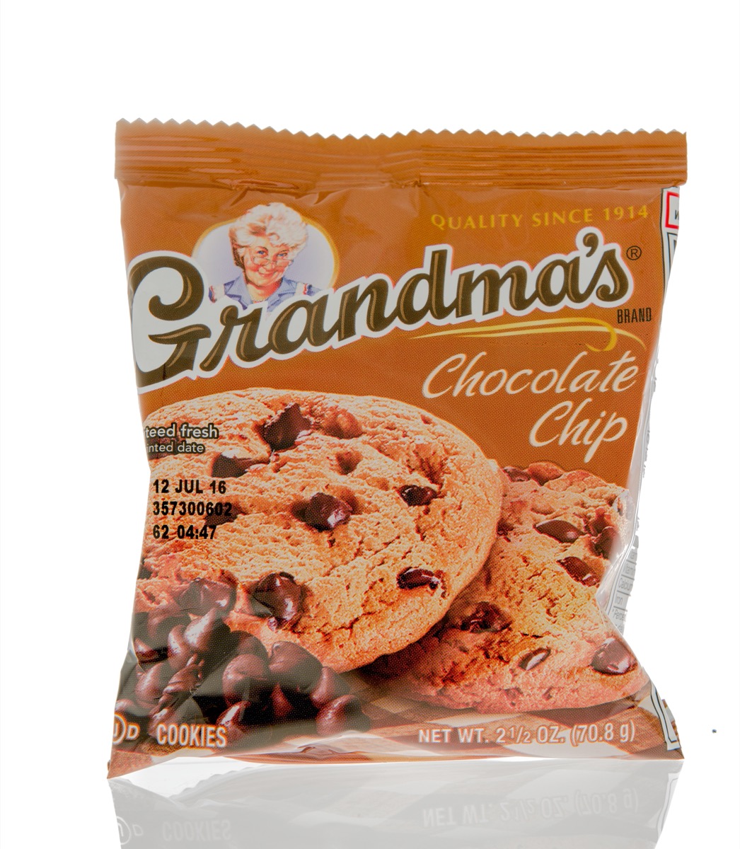 package of grandma's cookies on white background