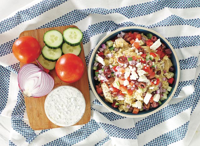 greek chicken rice bowl