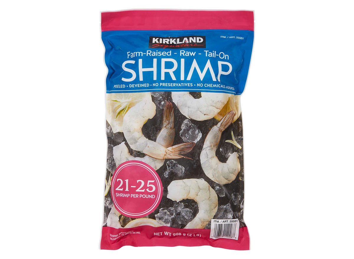 Kirkland Signature Farm-Raised Raw Shrimp, Tail-On, 21-25-count per Pound, 2 lbs