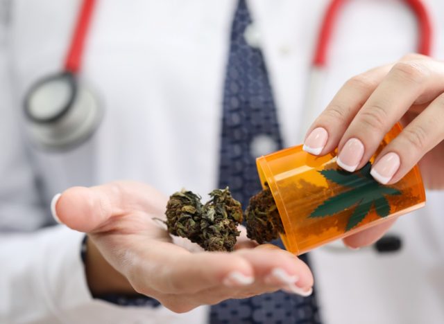 Female GP holding on palm medical marijuana
