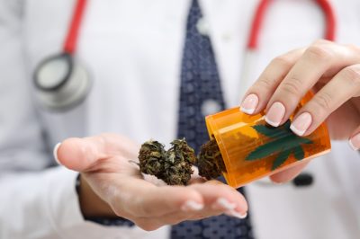 Female GP holding on palm medical marijuana