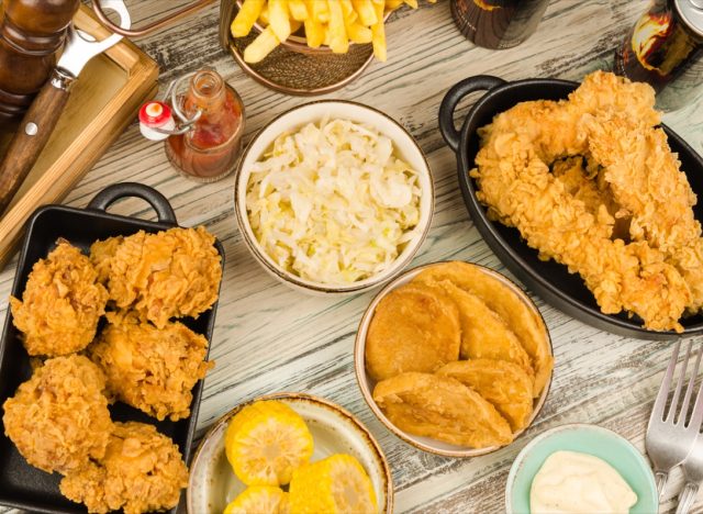 table covered in southern food