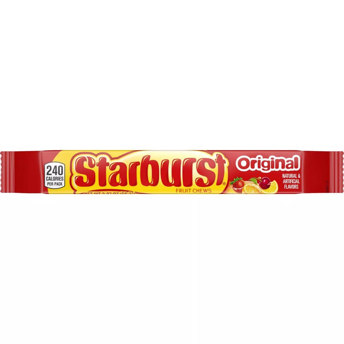 one package of starburst candy on white background