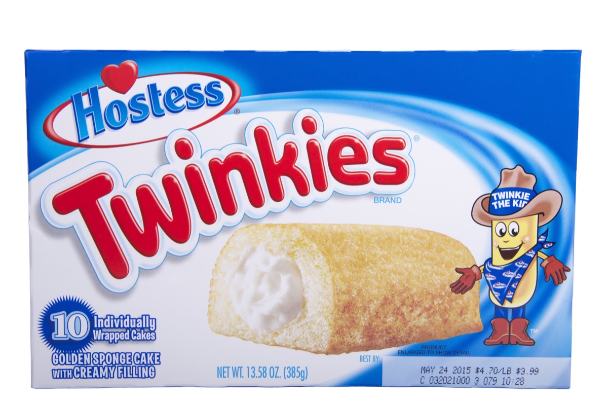 box of twinkies on white background