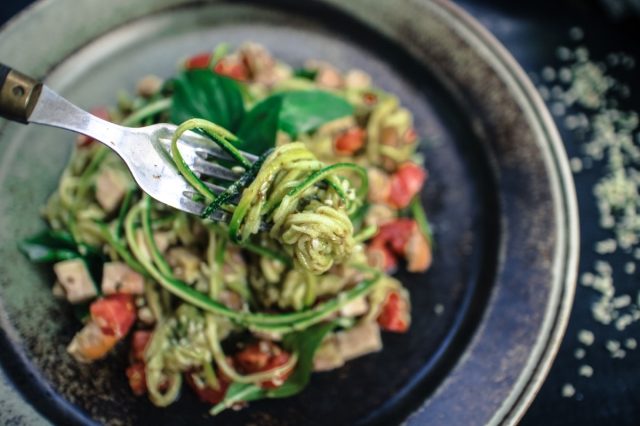 zoodles on fork
