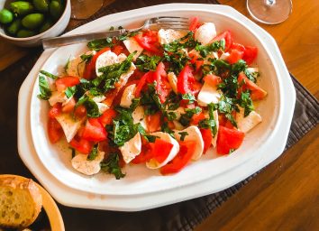 caprese salad on a platter