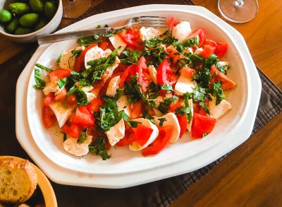 caprese salad on a platter