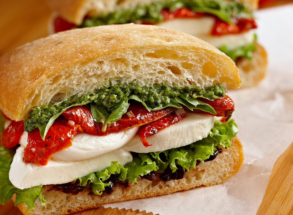 caprese sandwich on focaccia