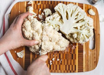 cutting cauliflower