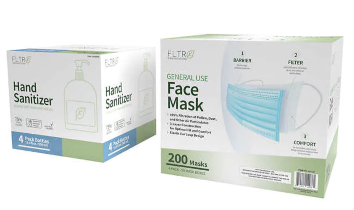 FLTR General Use Face Mask with Hand Sanitizer, 200 Masks