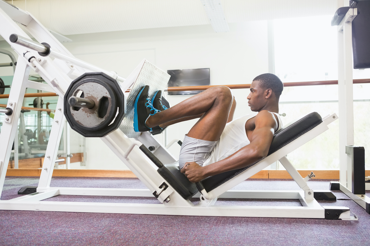 leg press machine in use