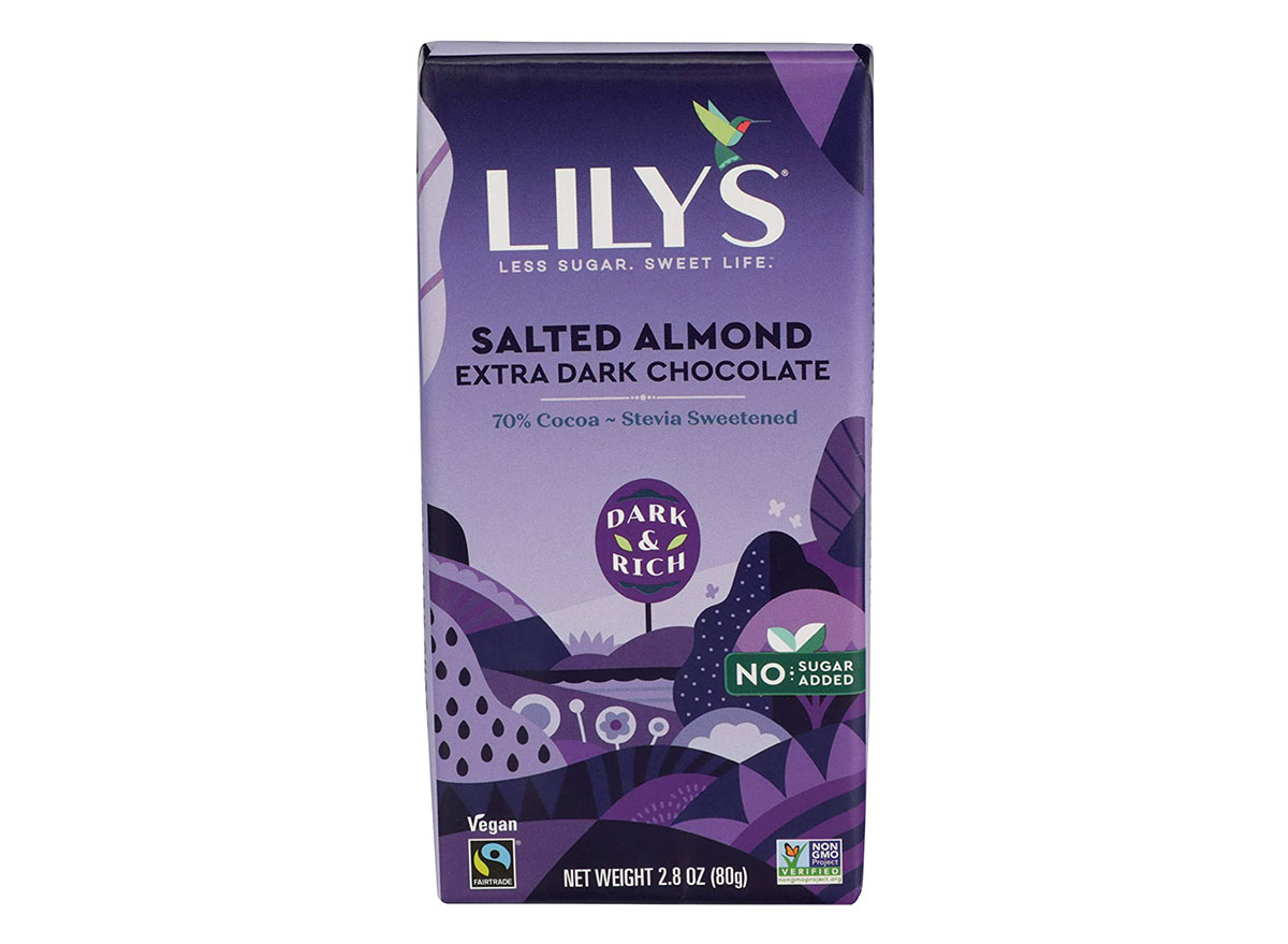 lilys salted almond extra dark chocolate