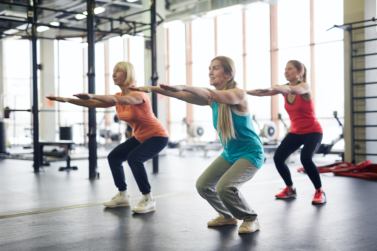 mature women doing squats