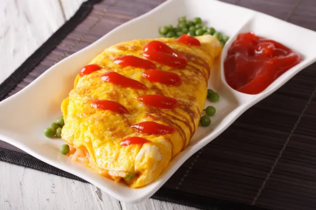 omelet with ketchup on it
