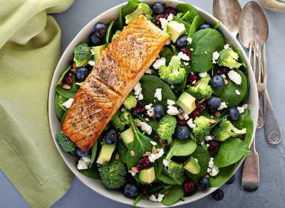 salmon blueberries spinach