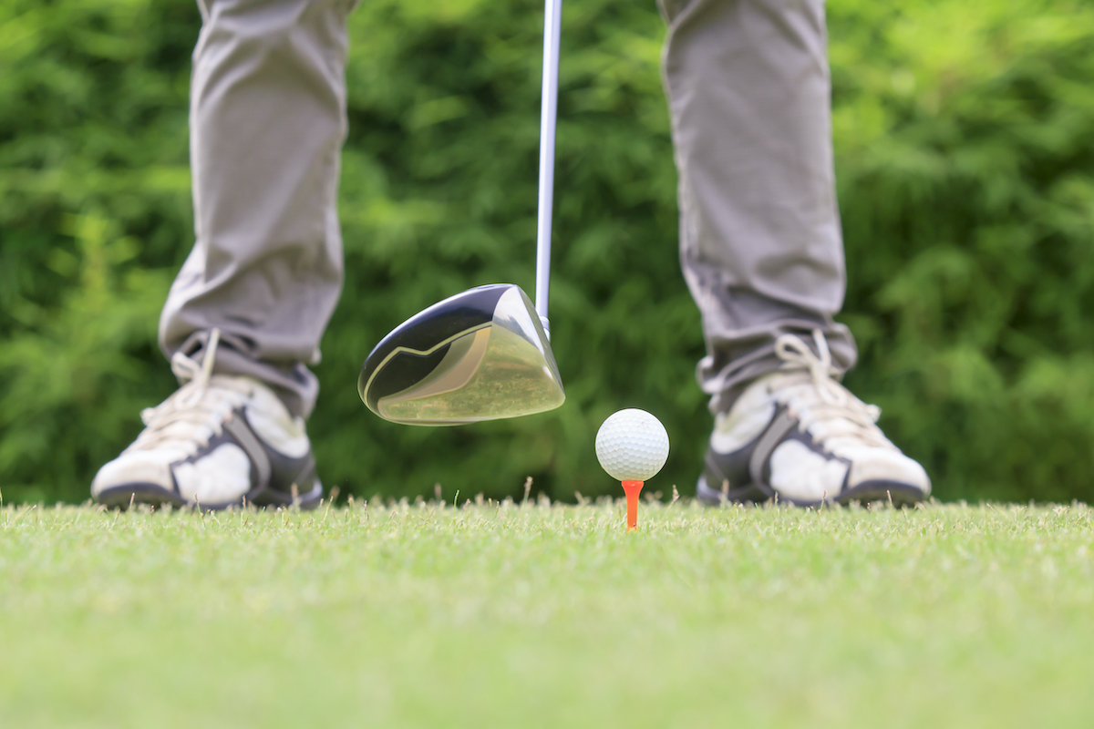 golfer ready to tee off