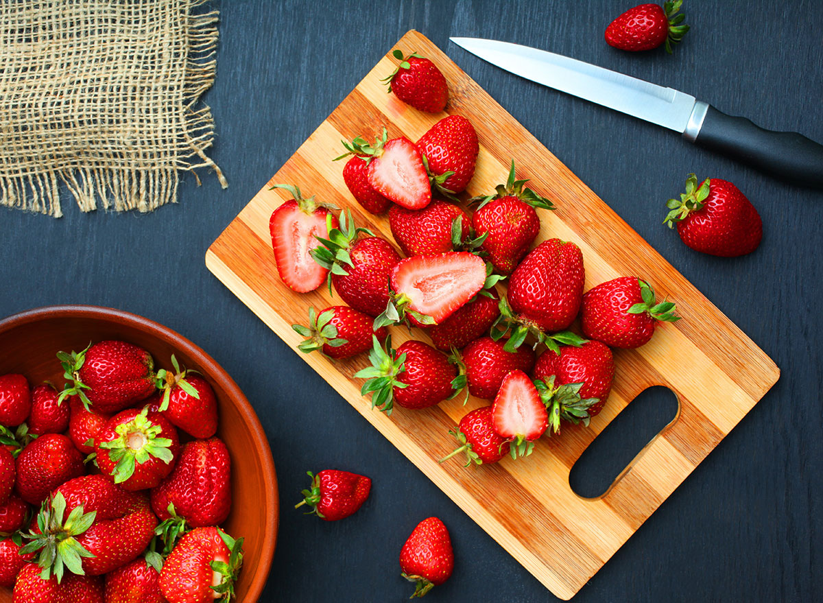 strawberries cutting board