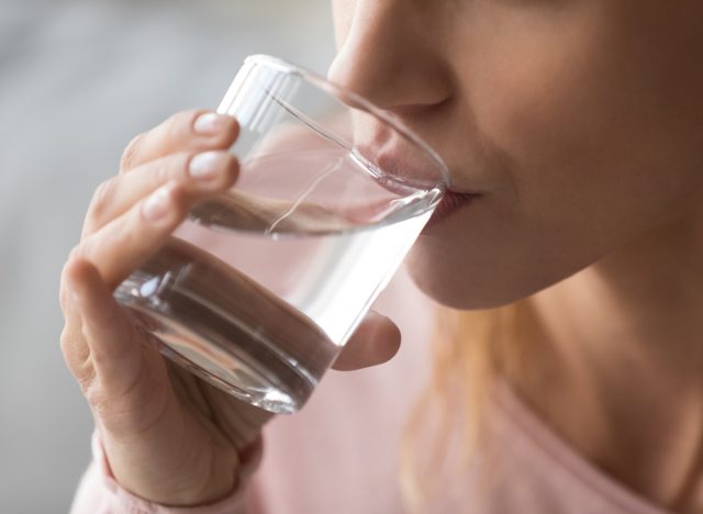 thirsty woman drinking water