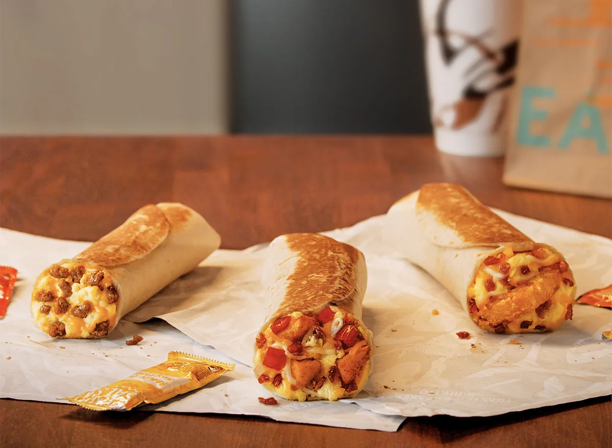 toasted breakfast burrito trio taco bell