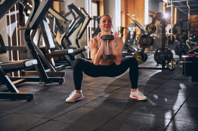 woman dumbbell squat