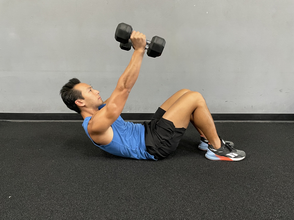 double dumbbell crunch