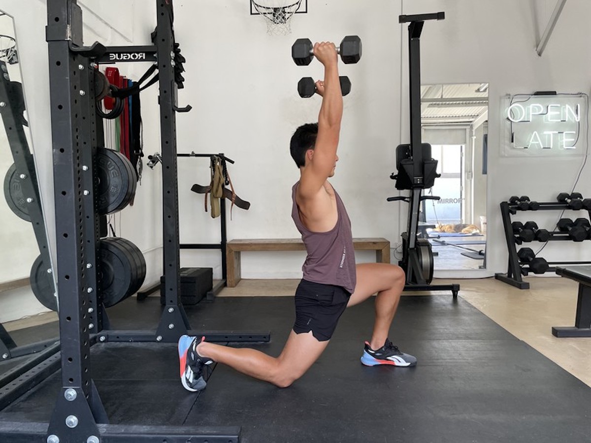 Dumbbell Reverse Lunge + Press