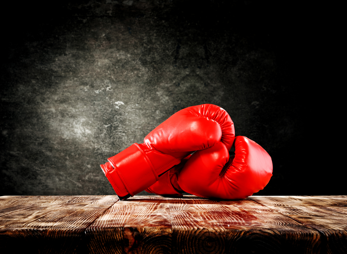 boxing gloves red on floor